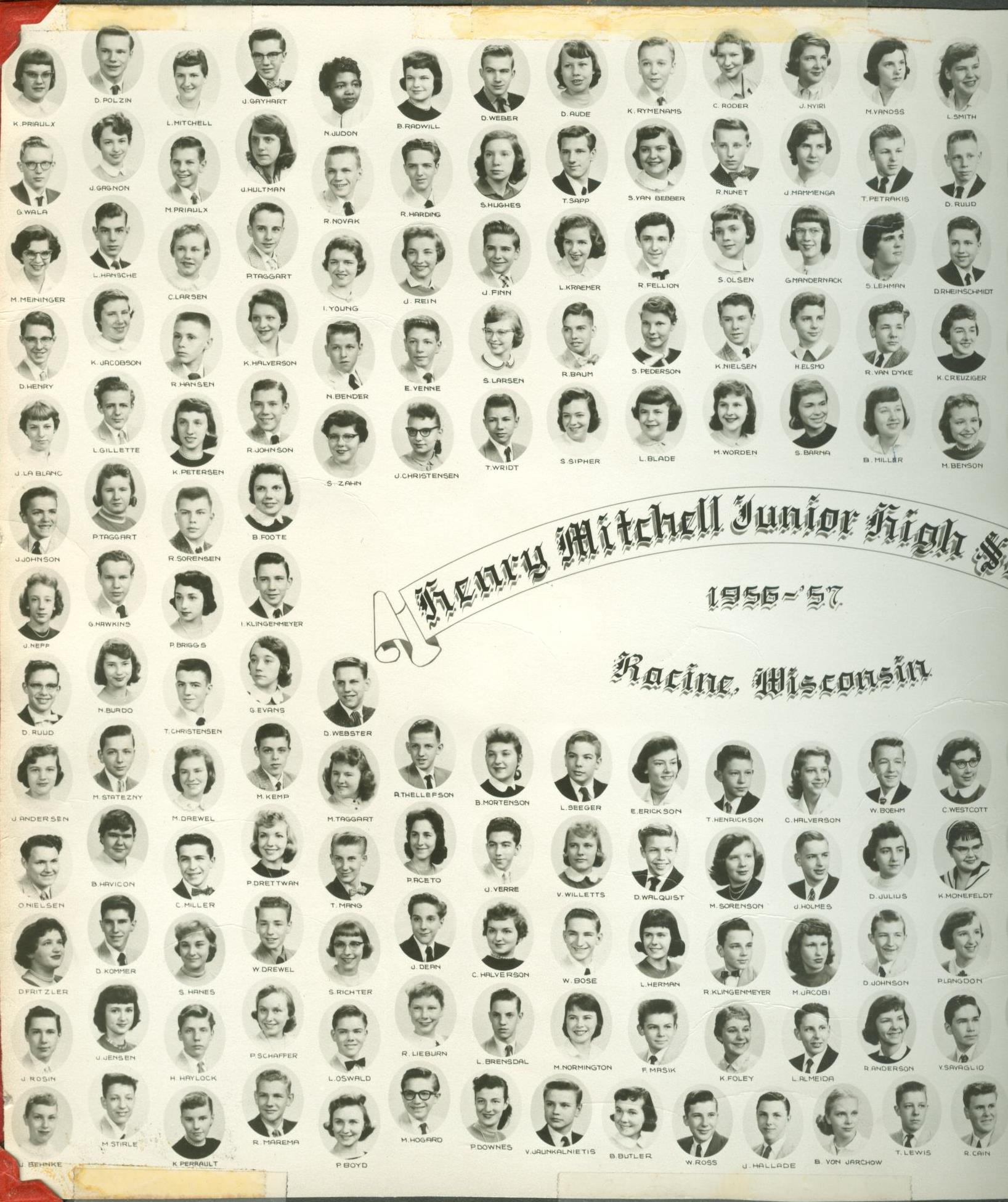 Left and Middle of Mitchell Jr. High 1956-57 9th grade composite